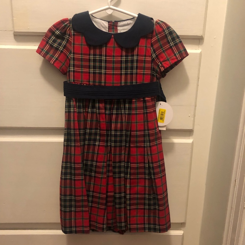 Plaid, Navy Collar Holiday Dress